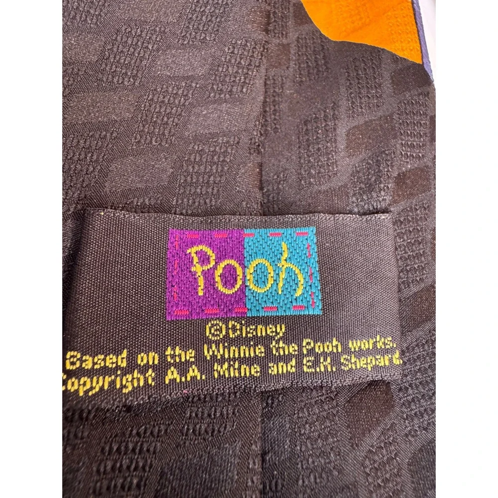 Vintage Disney Winnie the Pooh Tigger Eeyore Character Necktie Black